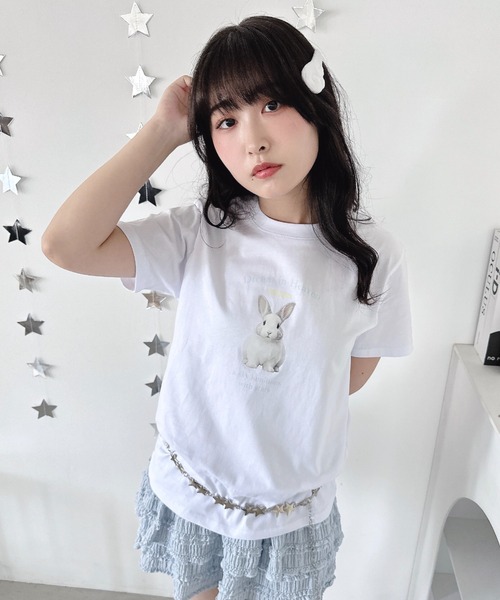 Loueme(ルエム)の「エンジェルバニーロゴTシャツ(Tシャツ/カットソー・レディース・グレー/ブラック/ホワイト・FREE)」の13枚目の写真