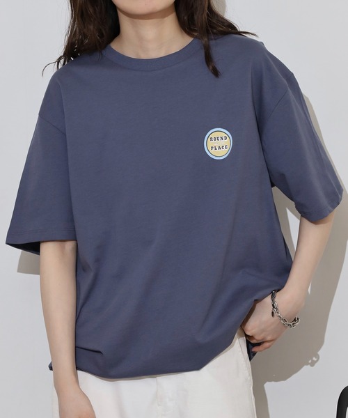myke（ミーカ）の「myke サークルプリントビッグシルエットTシャツ（Tシャツ/カットソー・レディース・ホワイト/ブラック/ブルー/オフホワイト・M）」の4枚目の写真