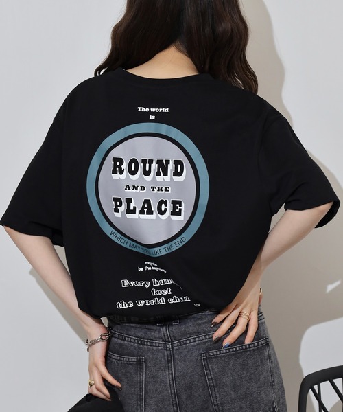 myke（ミーカ）の「myke サークルプリントビッグシルエットTシャツ（Tシャツ/カットソー・レディース・ホワイト/ブラック/ブルー/オフホワイト・M）」の3枚目の写真