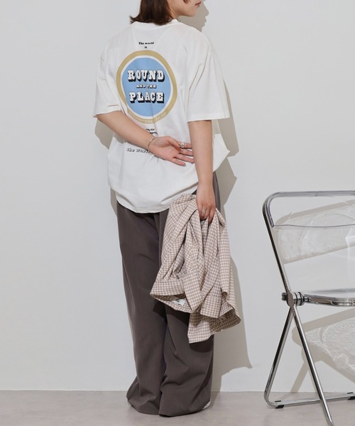 myke（ミーカ）の「myke サークルプリントビッグシルエットTシャツ（Tシャツ/カットソー・レディース・ホワイト/ブラック/ブルー/オフホワイト・M）」の10枚目の写真