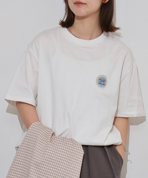 myke（ミーカ）の「myke サークルプリントビッグシルエットTシャツ（Tシャツ/カットソー・レディース・ホワイト/ブラック/ブルー/オフホワイト・M）」の5枚目の写真