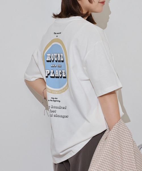 myke（ミーカ）の「myke サークルプリントビッグシルエットTシャツ（Tシャツ/カットソー・レディース・ホワイト/ブラック/ブルー/オフホワイト・M）」の7枚目の写真