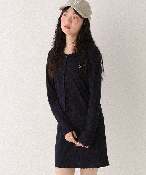 Heather(ヘザー)の「パターンメッシュカット2Pワンピース 571639(ワンピース・レディース・グレー系その他/ホワイト系その他/ネイビー・FREE)」の3枚目の写真