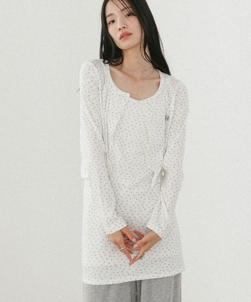 Heather(ヘザー)の「パターンメッシュカット2Pワンピース 571639(ワンピース・レディース・グレー系その他/ホワイト系その他/ネイビー・FREE)」の4枚目の写真