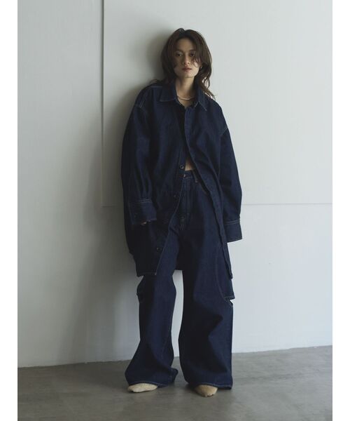 Htage】サイドカットデザインルーズデニム（デニムパンツ）｜Htage