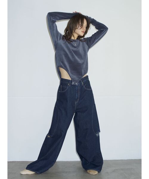 Htage（テージ）の「【Htage】サイドカットデザインルーズデニム（デニムパンツ・レディース・インディゴブルー・24inch/25inch/26inch）」の13枚目の写真