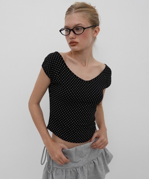 BLACKUP（ブラックアップ）の「[MADE] キルドットキャップスリーブT（Tシャツ/カットソー・レディース・ブラック/レッド/ホワイト・FREE）」の2枚目の写真