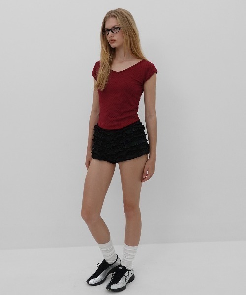 BLACKUP（ブラックアップ）の「[MADE] キルドットキャップスリーブT（Tシャツ/カットソー・レディース・ブラック/レッド/ホワイト・FREE）」の6枚目の写真
