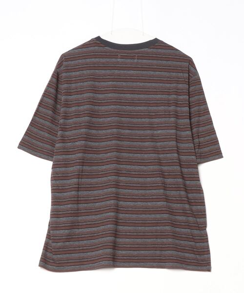 marka（マーカ）の「marka / マーカ：BORDER TEE - 60/1 ORGANIC MELANGE BORDER -：M25C-93CS01B[COR]（Tシャツ/カットソー・メンズ・ブラウン・2(M)/1(S)/3(L)）」の9枚目の写真