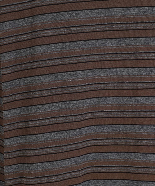 marka（マーカ）の「marka / マーカ：BORDER TEE - 60/1 ORGANIC MELANGE BORDER -：M25C-93CS01B[COR]（Tシャツ/カットソー・メンズ・ブラウン・2(M)/1(S)/3(L)）」の3枚目の写真