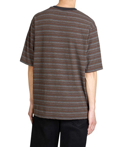 marka（マーカ）の「marka / マーカ：BORDER TEE - 60/1 ORGANIC MELANGE BORDER -：M25C-93CS01B[COR]（Tシャツ/カットソー・メンズ・ブラウン・2(M)/1(S)/3(L)）」の7枚目の写真