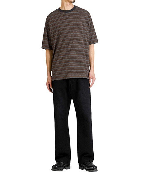 marka（マーカ）の「marka / マーカ：BORDER TEE - 60/1 ORGANIC MELANGE BORDER -：M25C-93CS01B[COR]（Tシャツ/カットソー・メンズ・ブラウン・2(M)/1(S)/3(L)）」の8枚目の写真