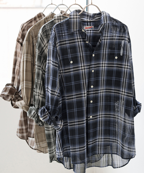 WEB限定追加》コットンボイルチェックシャツ（シャツ/ブラウス