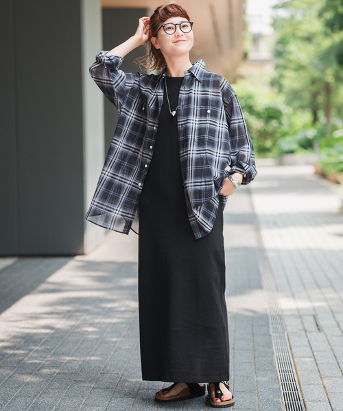 スピックアンドスパン　コットンボイルチェックシャツ スピックアンドスパンコットンボイルチェックシャツ