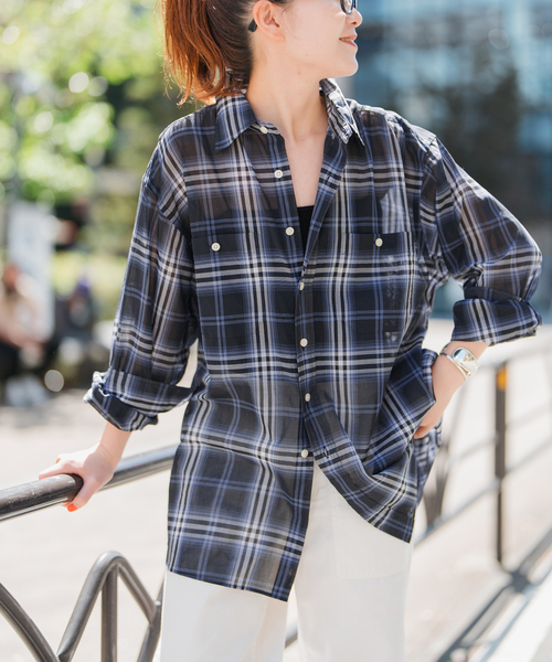 WEB限定追加》コットンボイルチェックシャツ（シャツ/ブラウス