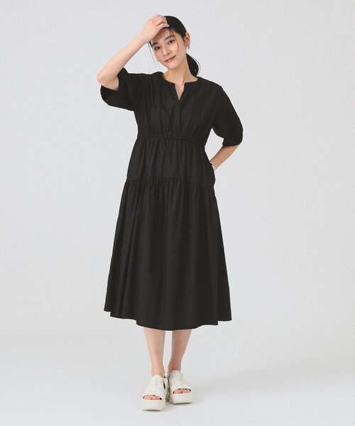 Ray BEAMS(レイビームス)の「ランタン スリーブ ギャザー ワンピース(ワンピース・レディース・サックスブルー/ブラック/ベージュ・ONE SIZE)」の9枚目の写真