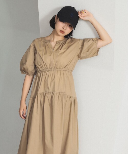 Ray BEAMS(レイビームス)の「ランタン スリーブ ギャザー ワンピース(ワンピース・レディース・サックスブルー/ブラック/ベージュ・ONE SIZE)」の14枚目の写真