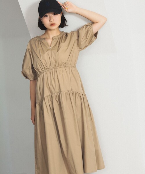 Ray BEAMS(レイビームス)の「ランタン スリーブ ギャザー ワンピース(ワンピース・レディース・サックスブルー/ブラック/ベージュ・ONE SIZE)」の15枚目の写真