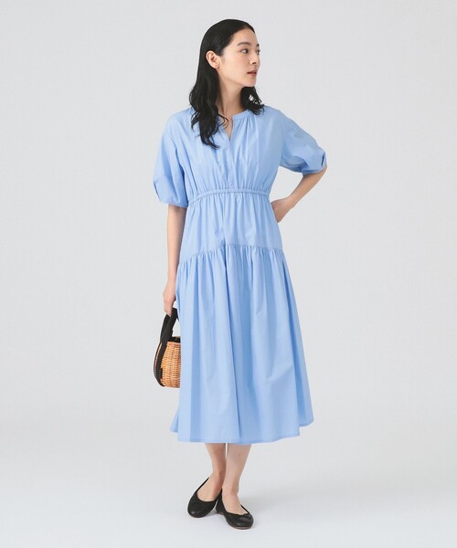 Ray BEAMS(レイビームス)の「ランタン スリーブ ギャザー ワンピース(ワンピース・レディース・サックスブルー/ブラック/ベージュ・ONE SIZE)」の20枚目の写真