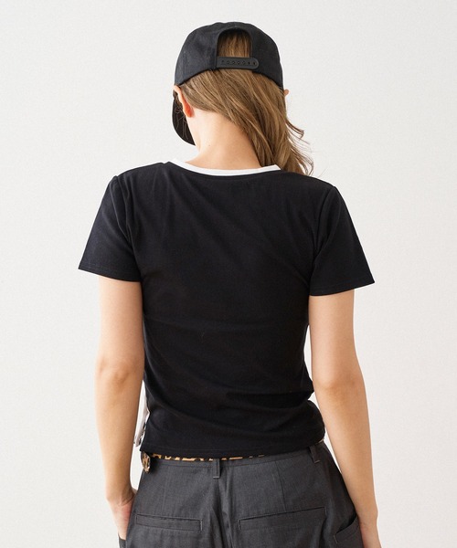 WISH FOR EVER(ウィッシュフォーエバー)の「LAYERED HENRY NECK T / レイヤードヘンリーネックTシャツ(Tシャツ/カットソー・レディース・ブラック/グレー/ネイビー・SMALL/MEDIUM)」の16枚目の写真