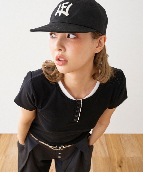WISH FOR EVER(ウィッシュフォーエバー)の「LAYERED HENRY NECK T / レイヤードヘンリーネックTシャツ(Tシャツ/カットソー・レディース・ブラック/グレー/ネイビー・SMALL/MEDIUM)」の19枚目の写真