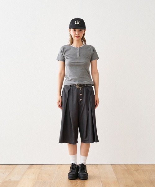 tシャツ sheer henry neck layered t-shirt / シアーヘンリーネックレイヤードTシャツ レディース sheer henry neck layered t-shirt / シアーヘンリーネック