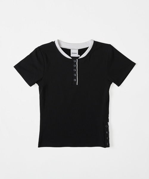 LAYERED HENRY NECK T / レイヤードヘンリーネックTシャツ（T