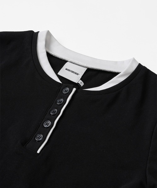 LAYERED HENRY NECK T / レイヤードヘンリーネックTシャツ（T
