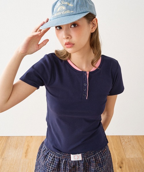 セール】LAYERED HENRY NECK T / レイヤードヘンリーネックT
