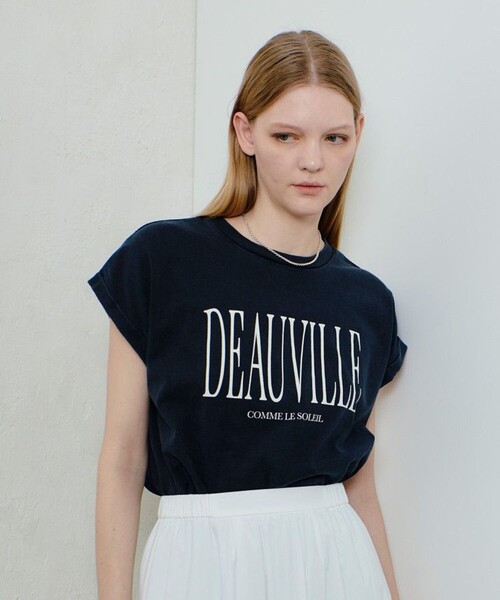 allureville（アルアバイル）の「ピグメントダイターンバックスリーブ T（Tシャツ/カットソー・レディース・アイボリー/ネイビー/ブルー・2）」の2枚目の写真