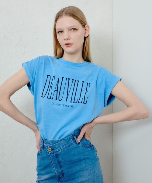 allureville（アルアバイル）の「ピグメントダイターンバックスリーブ T（Tシャツ/カットソー・レディース・アイボリー/ネイビー/ブルー・2）」の3枚目の写真