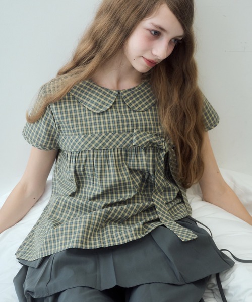 Birthday room(バースデイルーム)の「丸襟チェックリボンブラウス/round-neck checked ribbon blouse(シャツ/ブラウス・レディース・ブラウン/グリーン・FREE)」の19枚目の写真