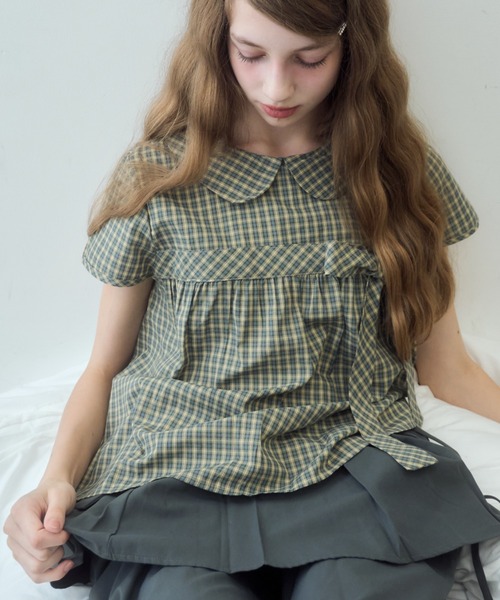Birthday room(バースデイルーム)の「丸襟チェックリボンブラウス/round-neck checked ribbon blouse(シャツ/ブラウス・レディース・ブラウン/グリーン・FREE)」の11枚目の写真