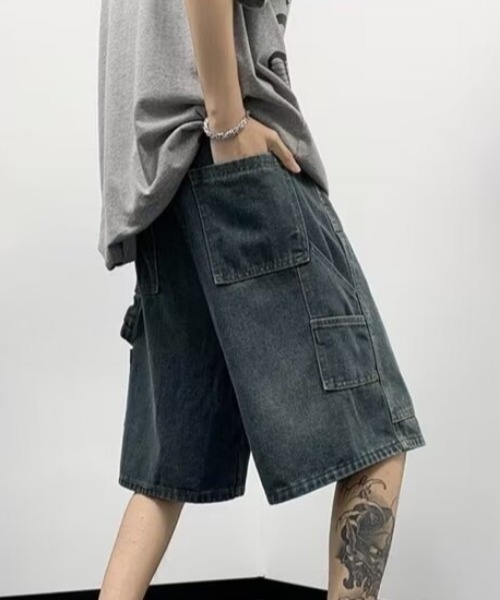 MGV(エムジーヴィー)の「ダブルニーデニムハーフパンツ(デニムパンツ・メンズ・ブルー/ブラック・MEDIUM/LARGE/X-LARGE)」の10枚目の写真