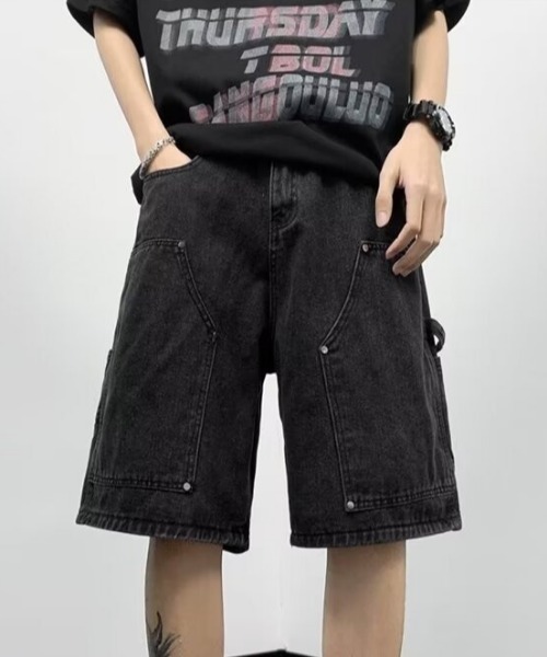 MGV(エムジーヴィー)の「ダブルニーデニムハーフパンツ(デニムパンツ・メンズ・ブルー/ブラック・MEDIUM/LARGE/X-LARGE)」の4枚目の写真