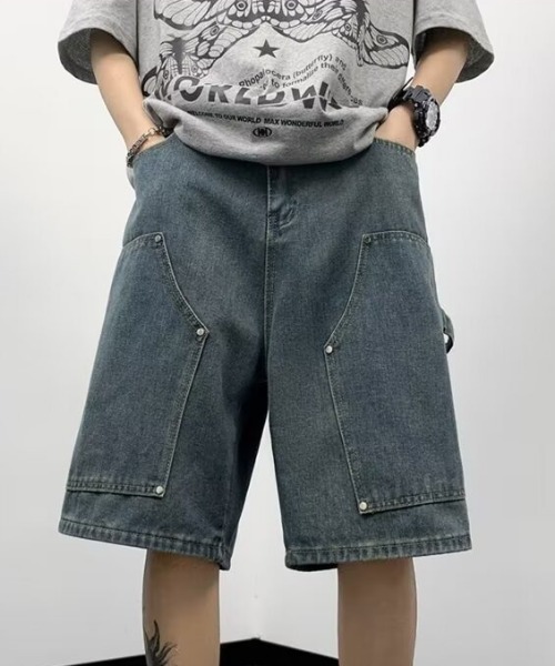 MGV(エムジーヴィー)の「ダブルニーデニムハーフパンツ(デニムパンツ・メンズ・ブルー/ブラック・MEDIUM/LARGE/X-LARGE)」の8枚目の写真
