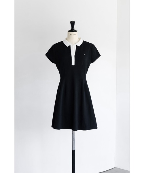 ワンピース herlipto Pointed Collar Mini Dress M Short Sleeve Polo Mini Dress（ワンピース）｜Her lip to（ハー