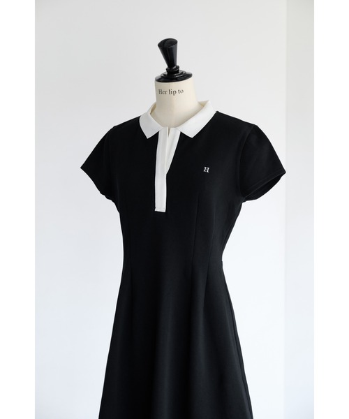 ワンピース herlipto pointed collar mini dress High-Waist Ruffle Dress