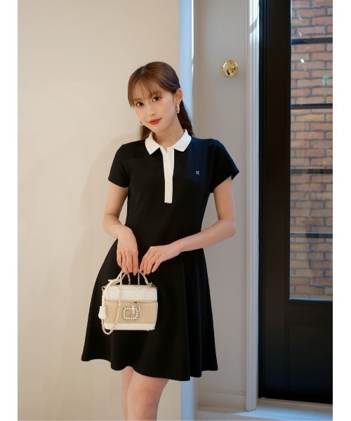 ワンピース herlipto Pointed Collar Mini Dress M Short Sleeve Polo Mini Dress（ワンピース）｜Her lip to（ハー