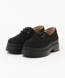 Shoes in Closet（シューズインクローゼット）の「軽量厚底 2段ソール サテン紐付 スエード レースアップ ローファー 2649（ローファー・レディース）」