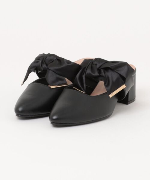 la farfa SHOES（ラ・ファーファ シューズ）の「la farfa shoes ２WAY リボンミュールパンプス（パンプス・レディース・アイボリー/ブラック・L/LL/XL/M）」の2枚目の写真