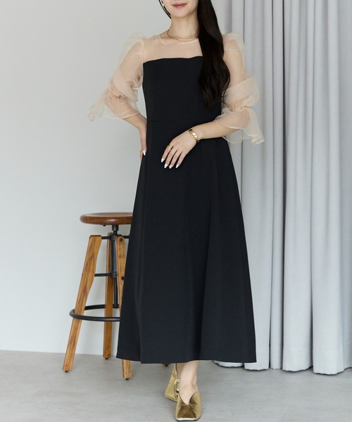 セール】結婚式 二次会 パーティー シアースリーブ ドレス(S,M,L,XL