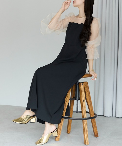 PREFERIR(プレフェリール)の「結婚式 二次会 パーティー シアースリーブ ドレス(S,M,L,XL)(ドレス・レディース・ブラック/ベージュ・SMALL/MEDIUM/LARGE/X-LARGE)」の4枚目の写真