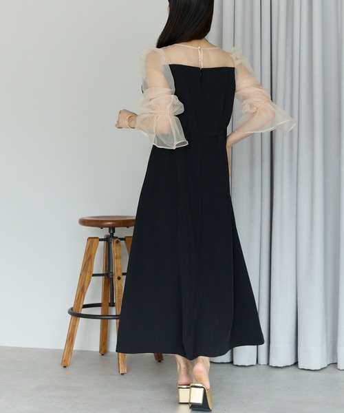 セール】結婚式 二次会 パーティー シアースリーブ ドレス(S,M,L,XL