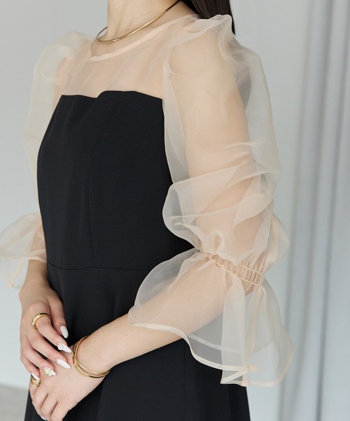 PREFERIR(プレフェリール)の「結婚式 二次会 パーティー シアースリーブ ドレス(S,M,L,XL)(ドレス・レディース・ブラック/ベージュ・SMALL/MEDIUM/LARGE/X-LARGE)」の13枚目の写真