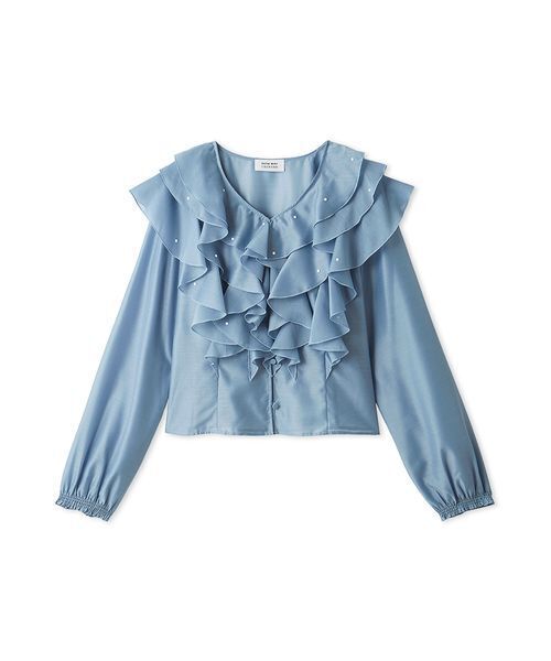 HANAE MORI×CELFORDコラボ】 パール付きフリルブラウス（シャツ