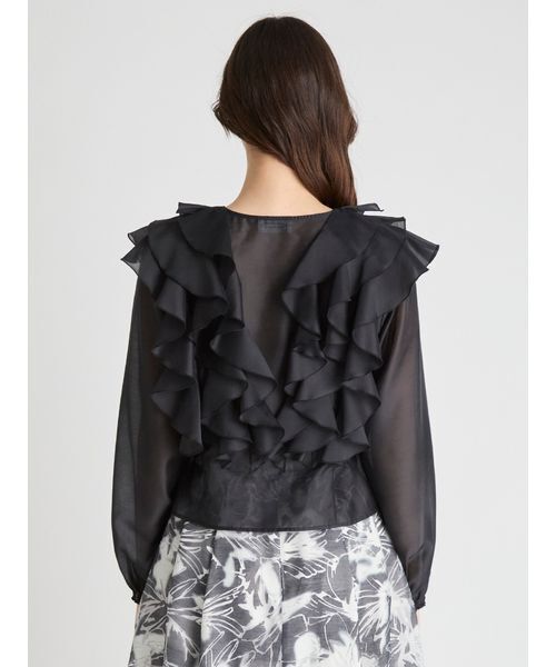 CELFORD(セルフォード)の「【HANAE MORI×CELFORDコラボ】 パール付きフリルブラウス(シャツ/ブラウス・レディース・ホワイト/サックスブルー・38/36)」の5枚目の写真