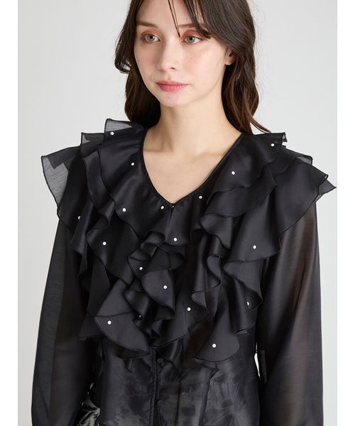 CELFORD(セルフォード)の「【HANAE MORI×CELFORDコラボ】 パール付きフリルブラウス(シャツ/ブラウス・レディース・ホワイト/サックスブルー・38/36)」の7枚目の写真