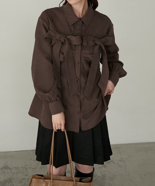 Cherir Mignon】ダブルリボンボリュームスリーブギャザーチュニック