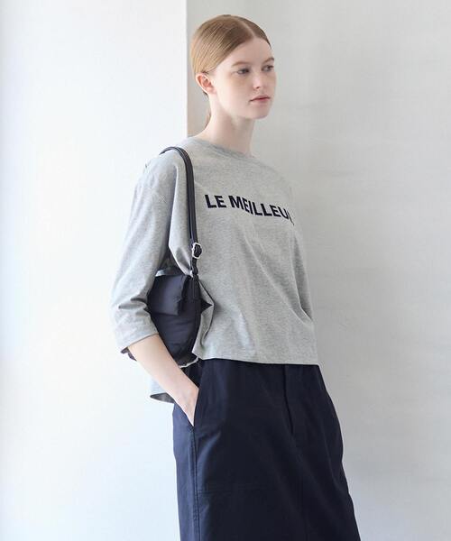 MELROSE claire（メルローズ クレール）の「【フロッキーロゴプリントTシャツ】（Tシャツ/カットソー・レディース・オフホワイト/杢グレー/チャコールグレー・FREE）」の3枚目の写真